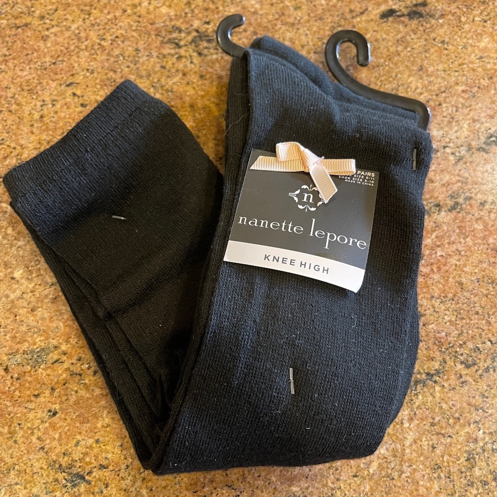 Three Pair of Nanette Lapore Black Super Soft Knee High Socks NEW Retail: $33